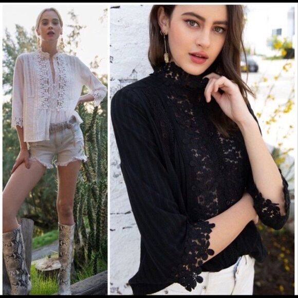 BLACK  Floral Lace Blouse - Picture 10 of 12